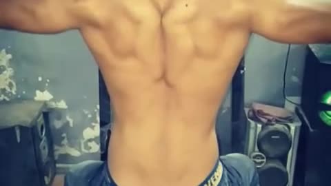 Back workout in the gym