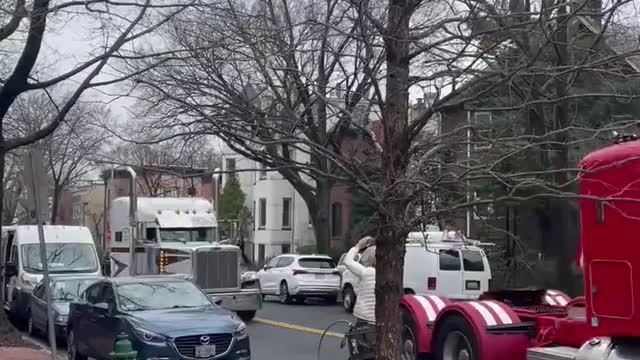 The trucker convoy is making its way through Capitol Hill