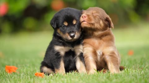 Cute puppies playing together