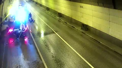 Worker fell asleep and falls out of truck on road