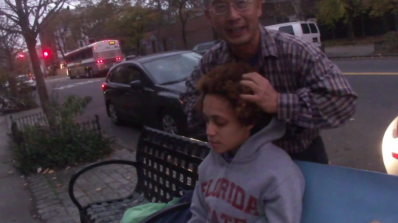 Luodong Massages Skeptical Cute Black Female On Bench