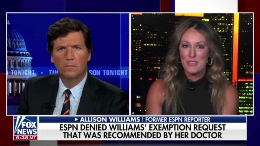 Tucker Interviews ESPN Reporter Fired by Company Over Mandate