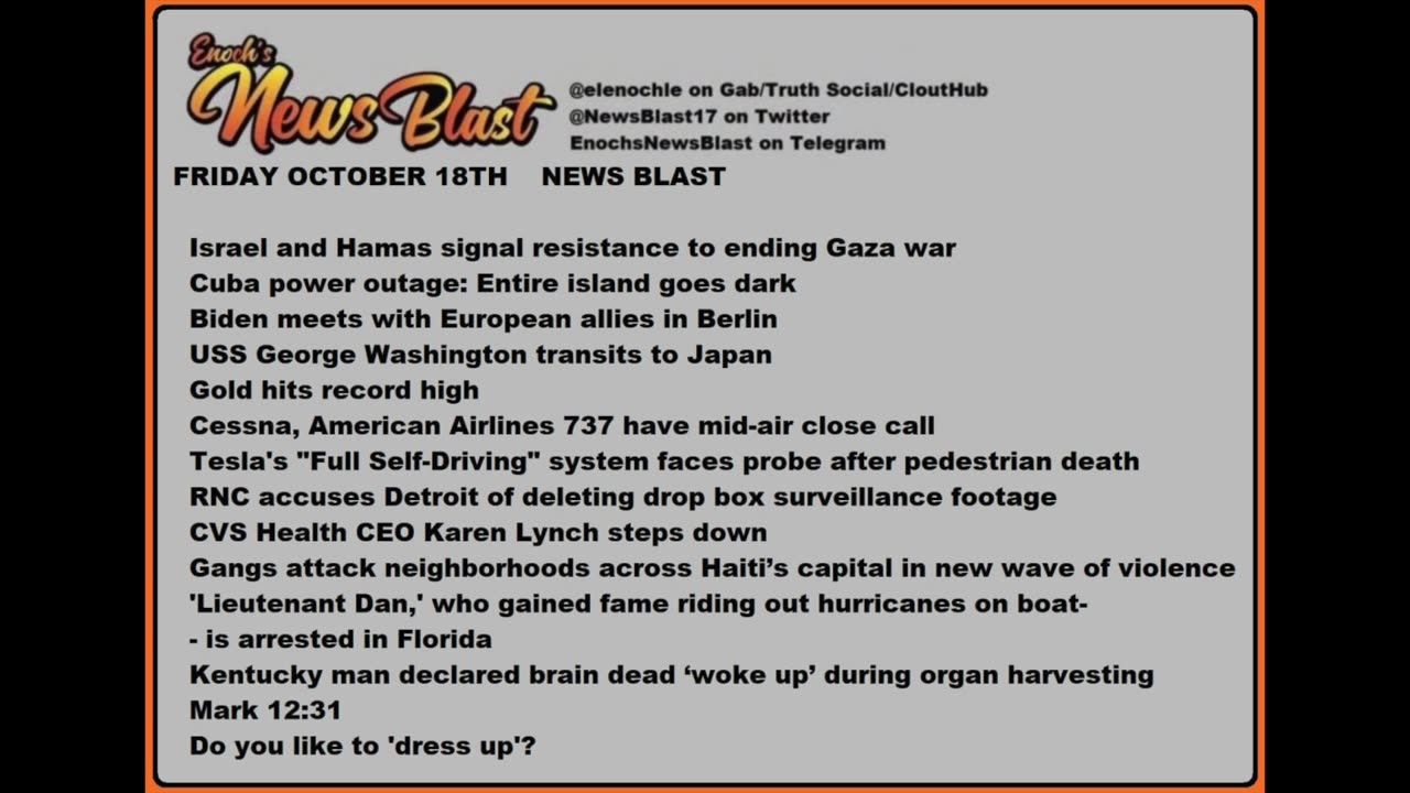 Friday October 18,2024 News Blast