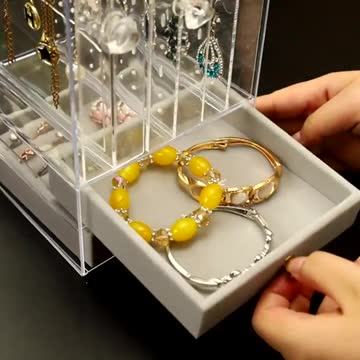 Multifunctional Transparent Dustproof Jewelry Box /Necklace Earring Storage Box