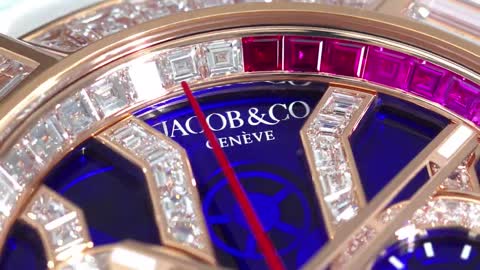 The Jacob & Co. Epic x Chrono Baguette Blue Mineral Crystal Rose Gold