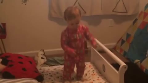 Baby Shuts Down And Falls Off Bed