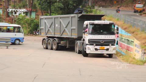 Heavy Truck risk drive in hairpin Road