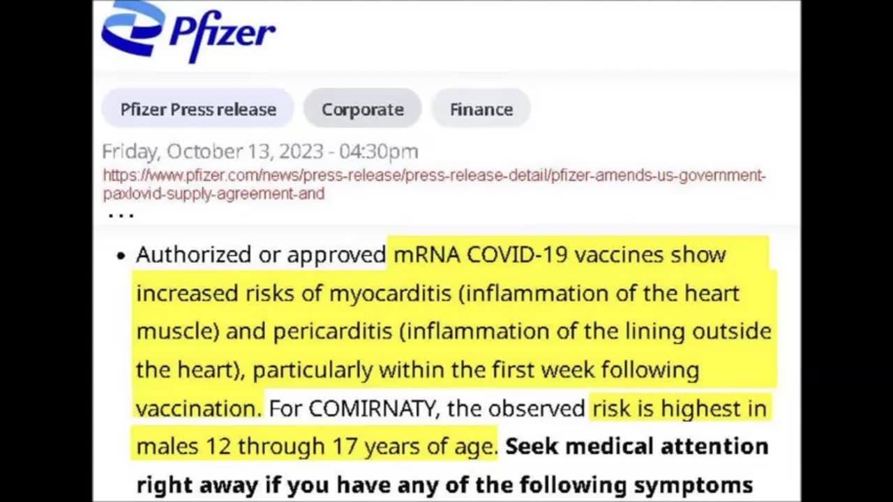 Pfizer - myocarditis & pericarditis