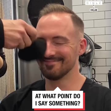 Hairdresser keeps brushing customer's face