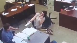 Co-Worker Rolling Office Chair Tips Over