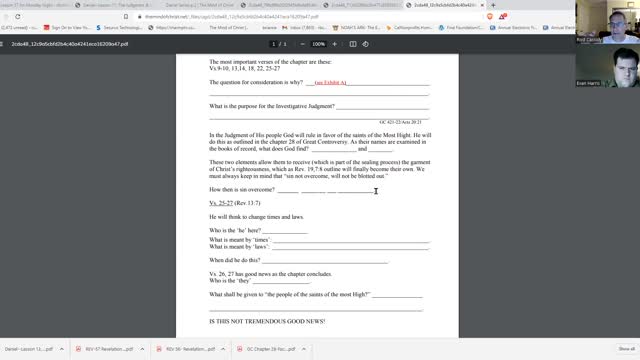 Daniel 7 - Lesson 12 The Little Horn & the Judgment II & III