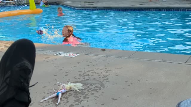 Lily going for a swim..