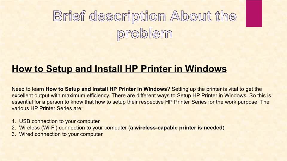 Online solution to Setup and Install HP Printer in Windows