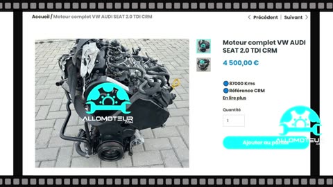 ALLOMOTEUR.COM - Moteur complet VW AUDI SEAT 2.0 TDI CRM