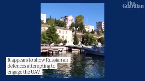 Drone strike on Russia's navy HQ in Crimea sends plumes of smoke into sky