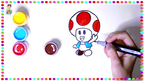 Toad Super Mario Painting Tutorial for Kids | Easy Art for Ages 4-6