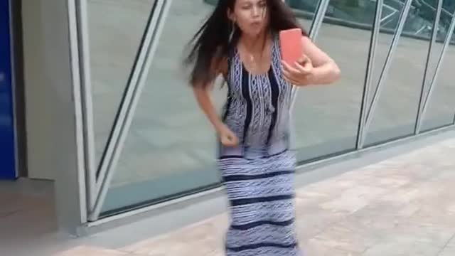 Funny lady doing tiktok in public 🤣 😂