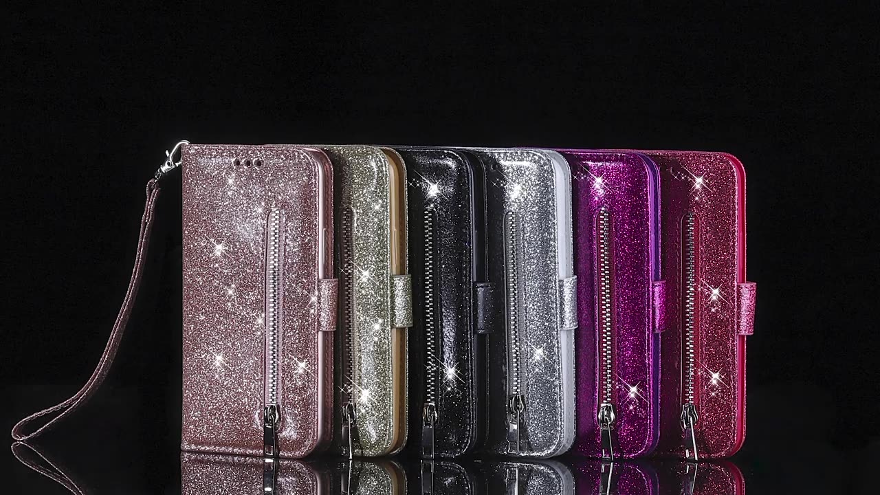 Wallet Glitter Card Slots Flip Leather Case For Samsung Galaxy S23 Ultra S22