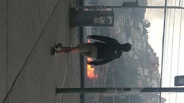 Protesters Burn the City Center in Valparaiso, Chile