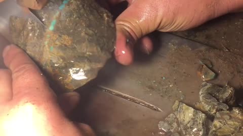 Cut the raw turquoise stone