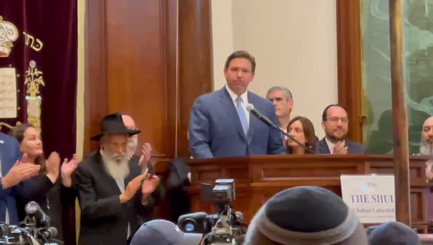 Florida Gov. Ron DeSantis Speaks At Surfside Shul