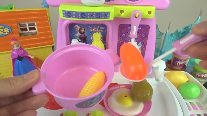 Let's play with Baby Doll Kitchen cart and surprise eggs toys