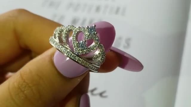 rose gold silver color crown fashion tredy creative promise engagement ring for women.
