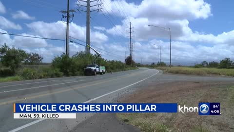 Man dies after vehicle collides into rail pillar in Kapolei