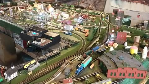 N scale trains running.