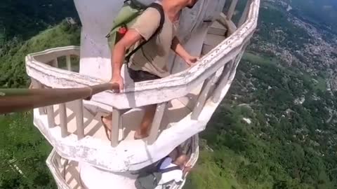 Would you dare to climb this narrow staircase? 😳 Ambuluwawa Tower, Sri Lanka