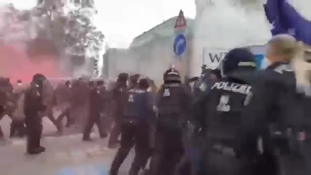 Police trying to stop protesters against Covid tyranny from marching in Austria, failing miserably