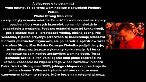 Miła pamiątka zawodów Puchar Polski Strong Man Siłacze 2002