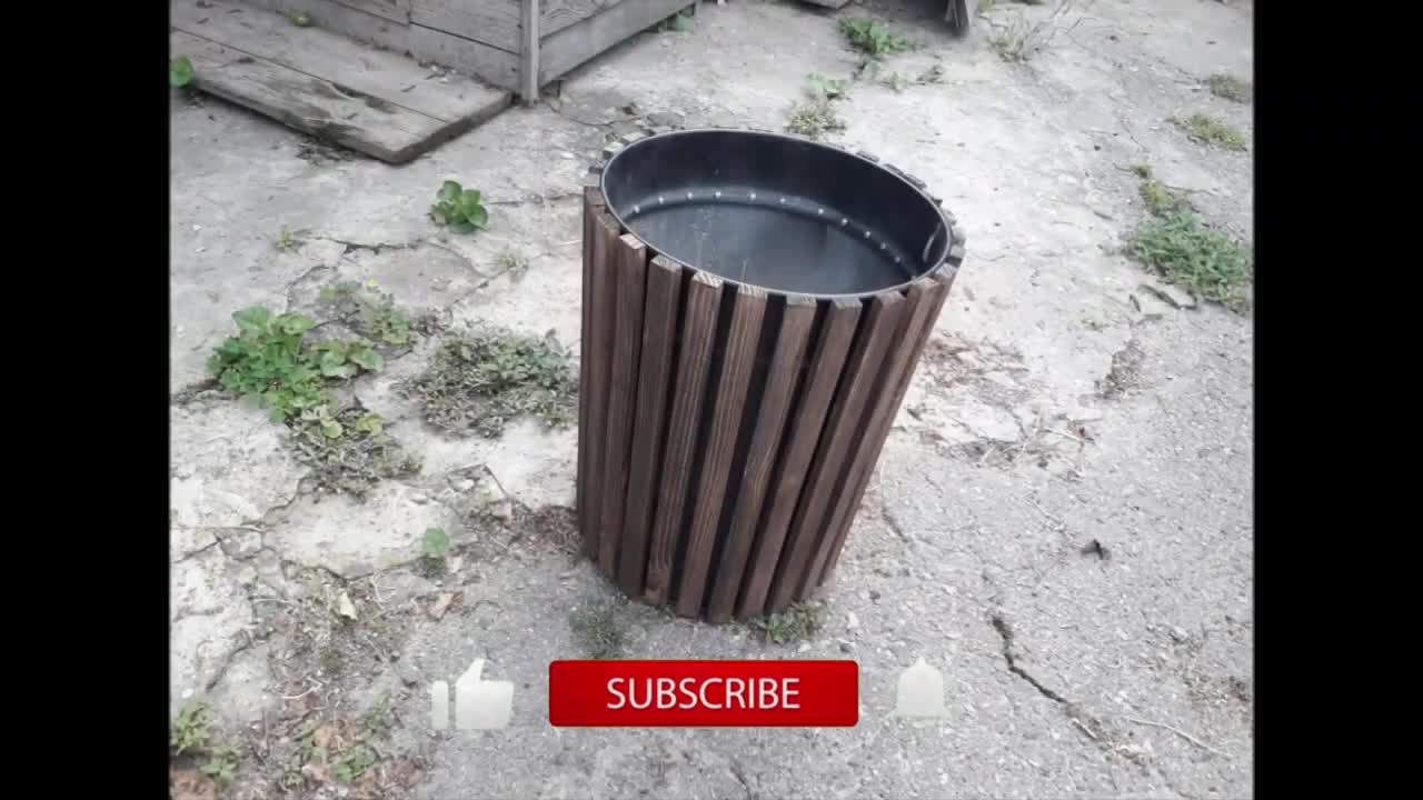 Make a trash can from used materials, wood creativity