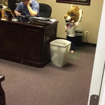 Girl In Giant Tiger Mask Trips Over Garbage She Can't See