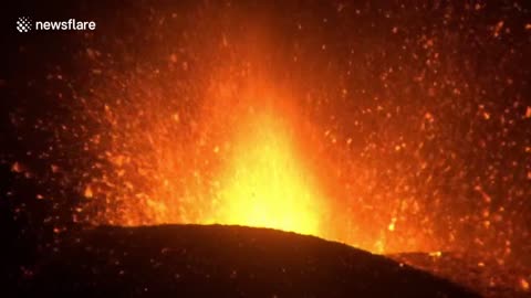 Extreme close-up of intense La Palma volcano