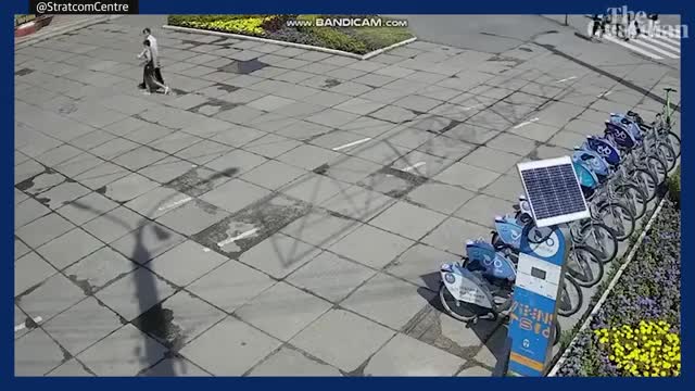 CCTV shows people running for cover in Vinnytsia during Russian missile strike