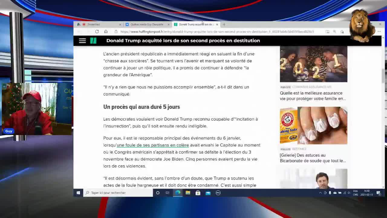 Actualités du 13-2 Février 2021