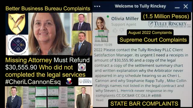 Tully Rinckey PLLC - Client Complaints - Refund $30,555.90 - Peter Carley - Tully Rinckey PLLC Collection Department - OneNewsPage - Channel7News - RUMBLE - GETTR - Newsmax - FoxBaltimore - BBB - EEOC - DLLR - President BongBongMarcos - SenatorRaffyTulfo