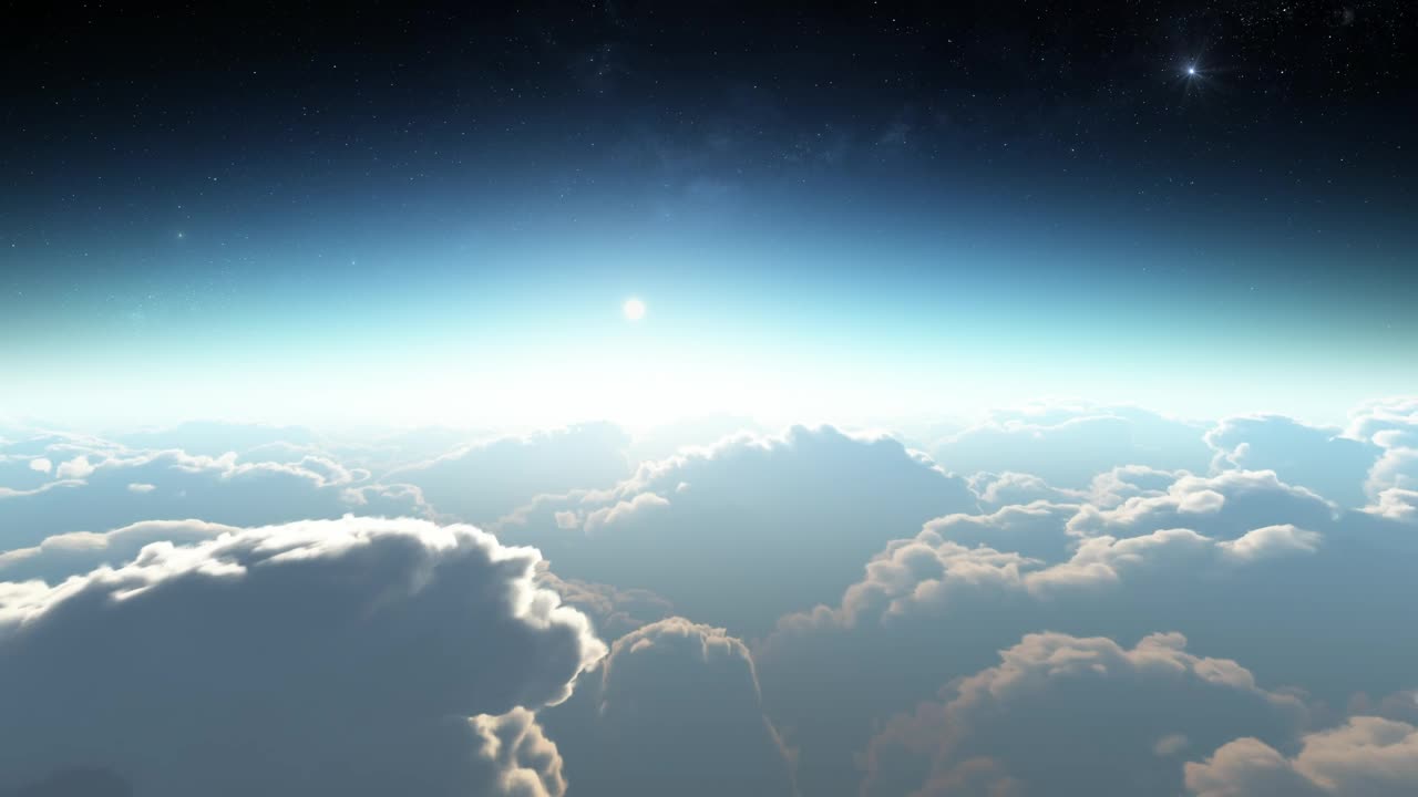 3D ride above the sky below the space