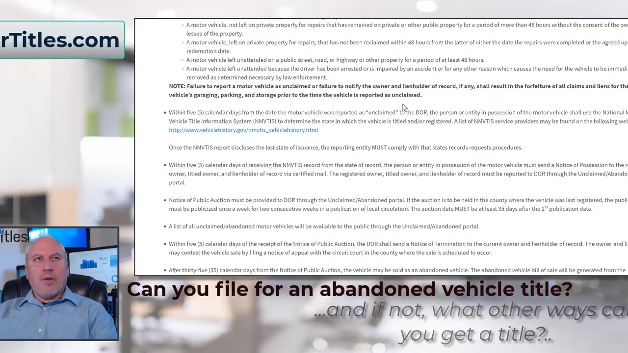 Can you file for an abandoned vehicle title?