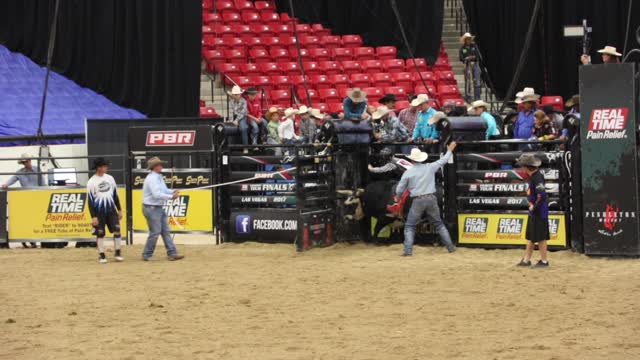 Young bull riders at the Southpoint arena in Las Vegas.