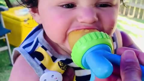 Baby first time having orange. His reaction was unbelievable!