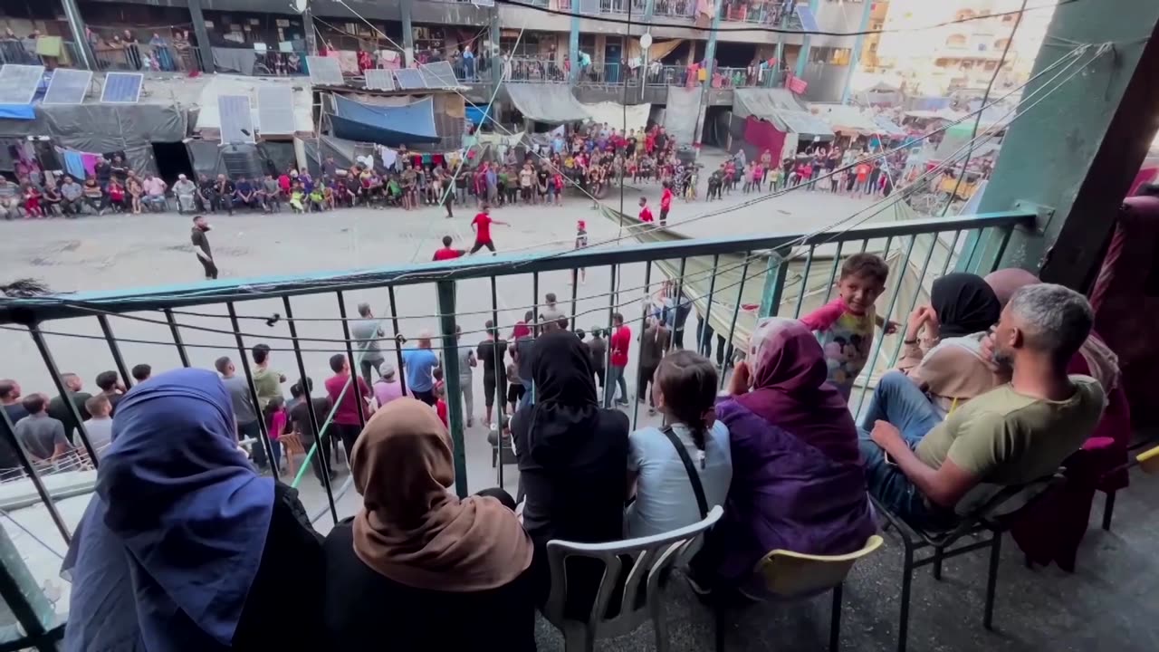 Displaced Gazans hold a soccer tournament at an UNRWA school