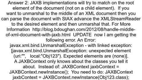 JAXB Unmarshalling not working Expected elements are none