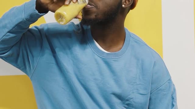 A Man Drinking Healthy Juice Drink