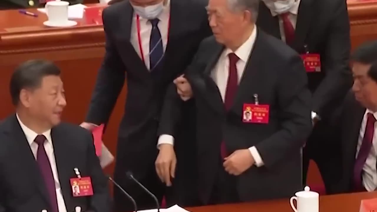 Former Chinese prisedent Hu Jintao escorted out of communist party.