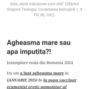 Agheasma mare sau apa imputita?!