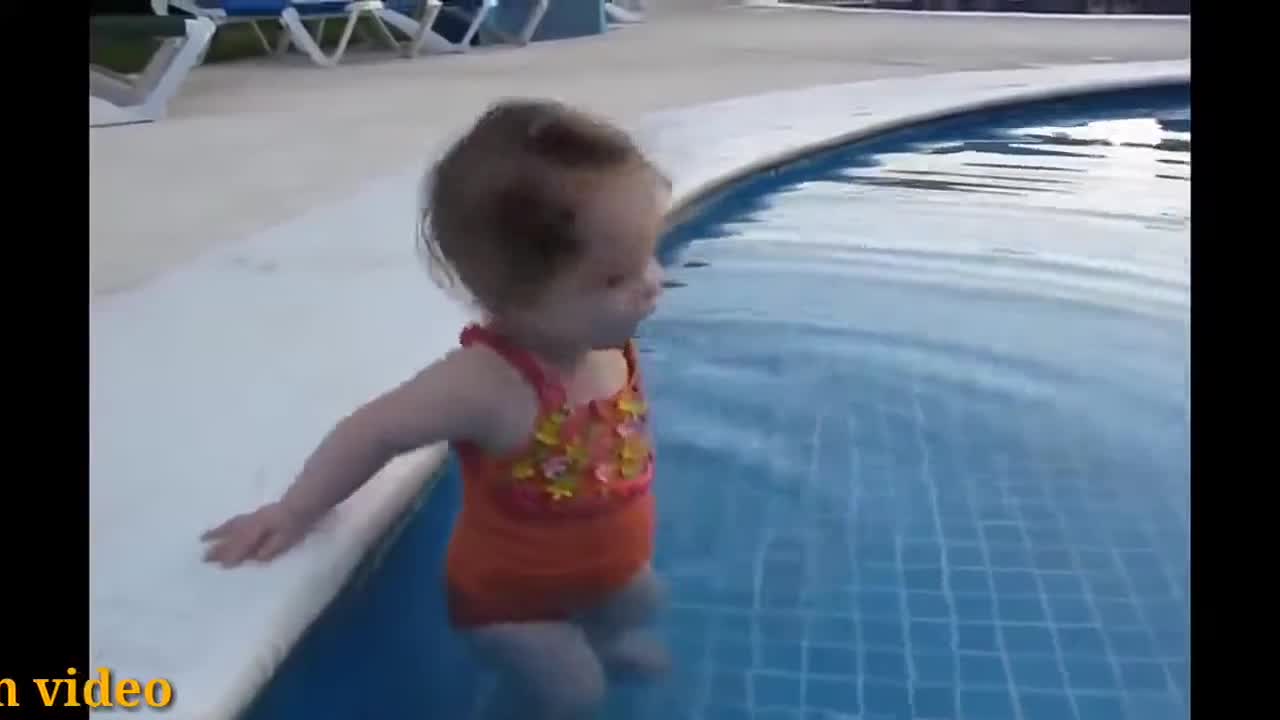 Cute beby fun with swimming pool 🥰