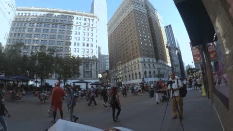 Hoisting Christ at Harold's Square in NYC.