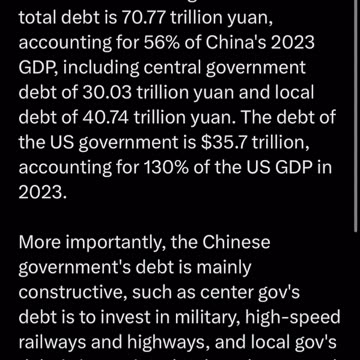 Ministry of Finance of China has announced that - total debt is 70.77 trillion yuan.